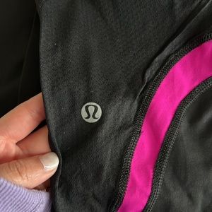 Pink and Black Lululemon Cropped Leggings